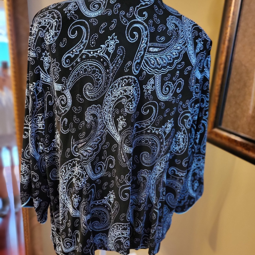 Alex Evenings Black and Silver And TEAL BLOUSE - Picture 13 of 15